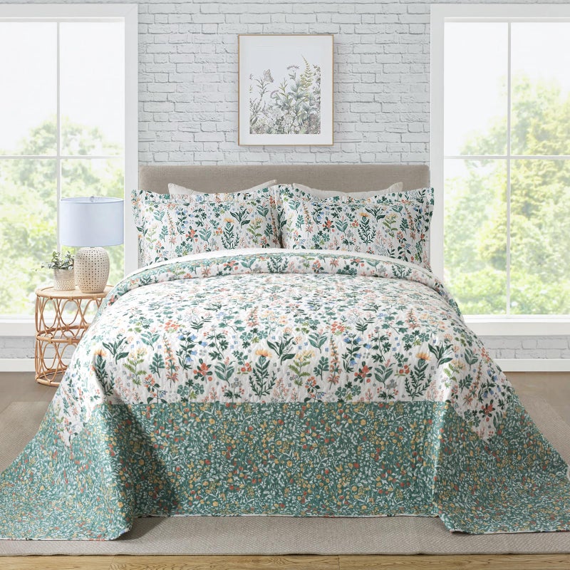 Travan 3-Piece Floral Quilt Super King Quilt Bedding Set, Ultra Soft & Fade Resistant Super King Size Quilt Set with 1 Quilt Set and 2 Shams Purple Quilt for All Season, Exquisite, Super King - Image 1