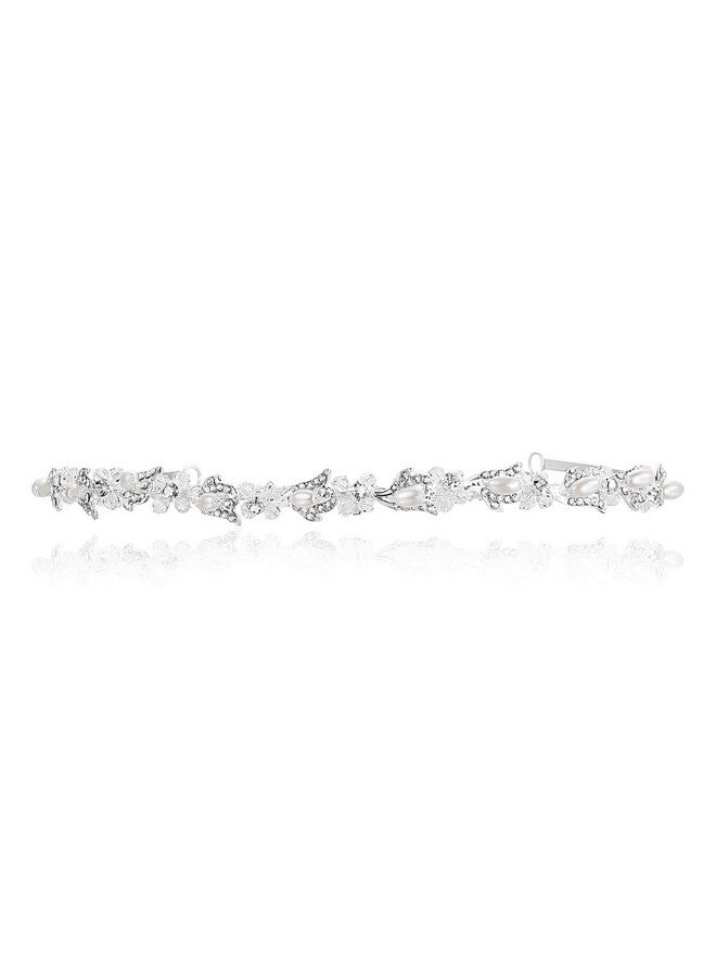 SAMKY Bride'S Bridal Hair Accessories Rhinestone Wedding Tiara Crown Pearl Crystal Headpiece - Image 1