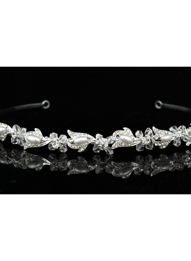 SAMKY Bride'S Bridal Hair Accessories Rhinestone Wedding Tiara Crown Pearl Crystal Headpiece - Image 4