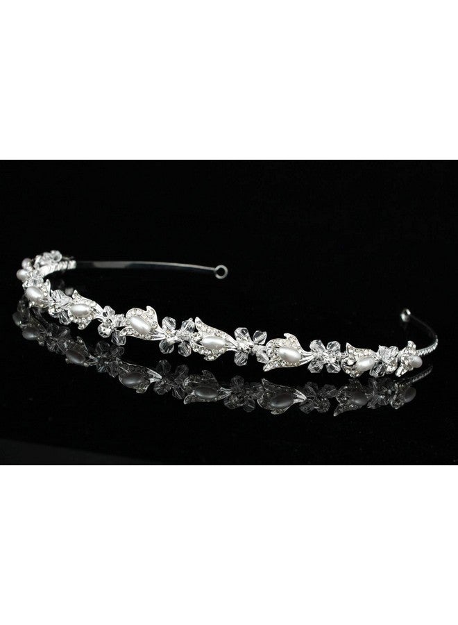 SAMKY Bride'S Bridal Hair Accessories Rhinestone Wedding Tiara Crown Pearl Crystal Headpiece - Image 5