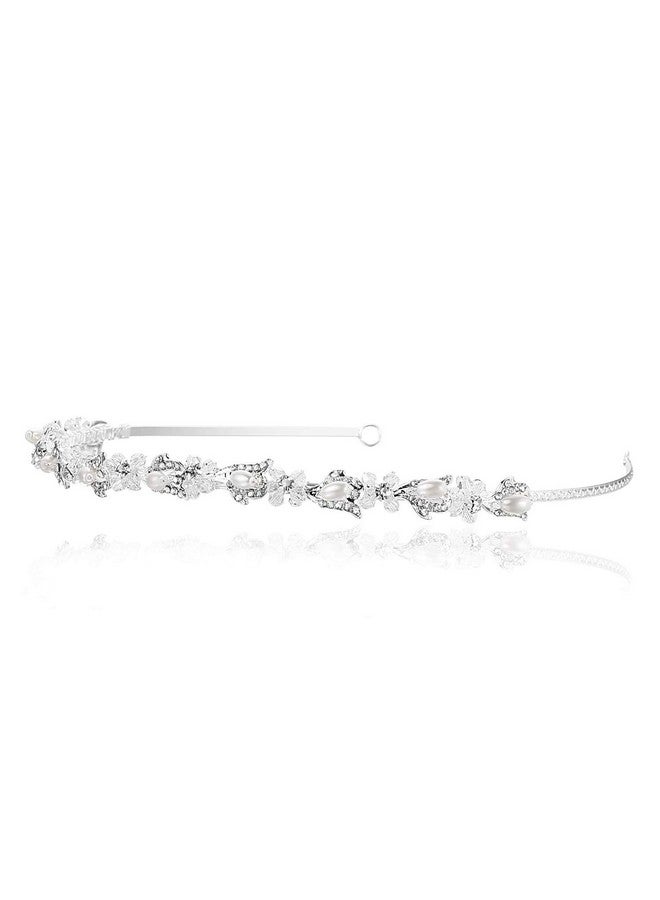 SAMKY Bride'S Bridal Hair Accessories Rhinestone Wedding Tiara Crown Pearl Crystal Headpiece - Image 2