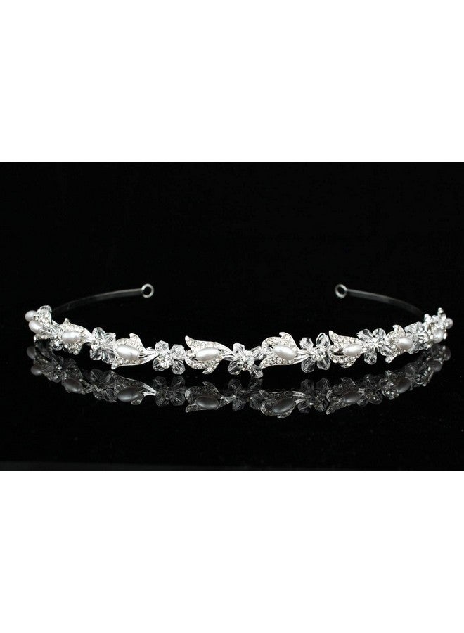 SAMKY Bride'S Bridal Hair Accessories Rhinestone Wedding Tiara Crown Pearl Crystal Headpiece - Image 3
