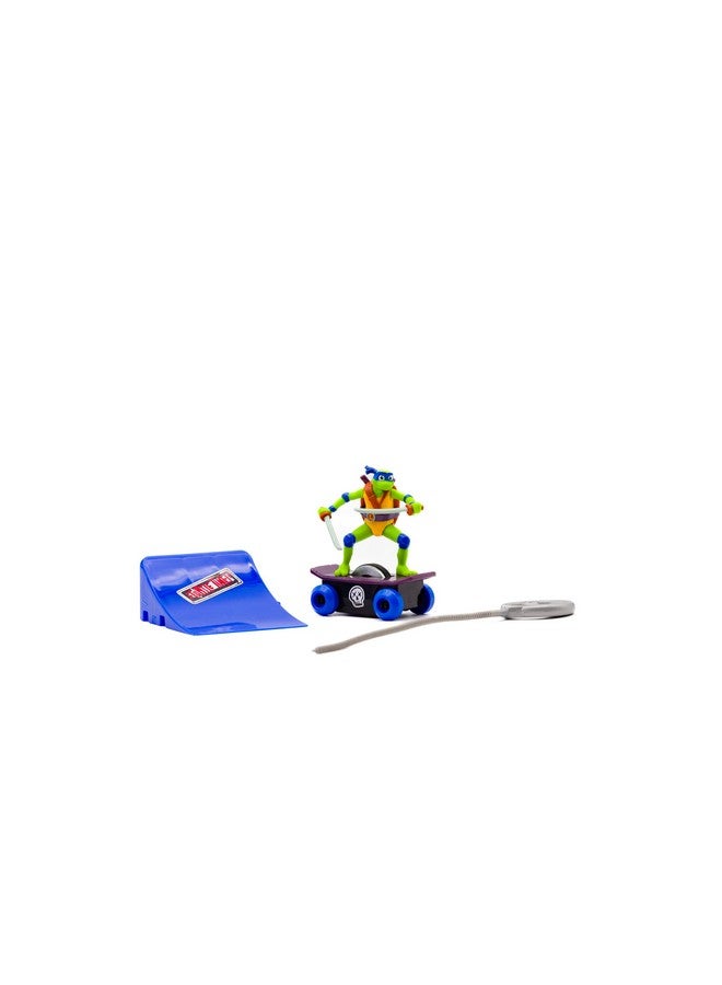 Teenage Mutant Ninja Turtles Toy, Leo Rippin’ Turtle Racers Rip-Cord Powered Skateboard, with Ramp Stunt Accessory, Mutant Mayhem Collectible Skateboard Toys for Kids, Ages 3+ - Image 1