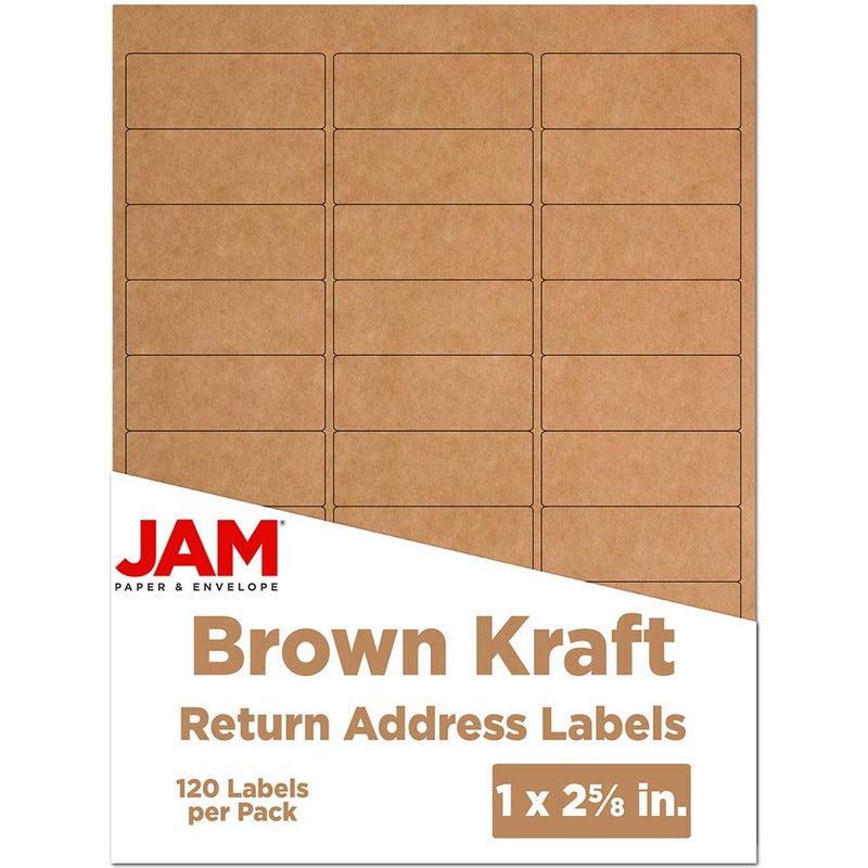 JAM PAPER Return Address Labels - Standard Mailing - 1 x 2 5/8 - Brown Kraft - 120 Shipping Labels/Pack - Image 1