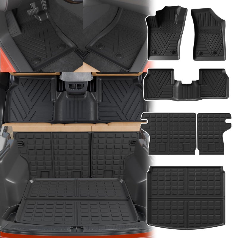 Thinzyou Floor Mats Compatible with 2017-2025 2026 Jeep Compass Trunk Mat Cargo Liner Cargo Mat TPE All Weather Back Seat Cover Protector 2024 Compass Accessories (Trunk Mat+Backrest Mats+Floor Mats) - Image 1