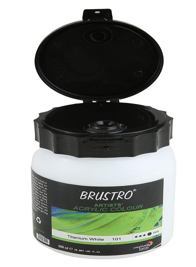 BRUSTRO Artists Acrylic Paint (500ml, Titanium White). | Ideal for Paper, Canvas, Water-based Colours, Non-toxic, Inter-mixable Colors, Crafters, Fine Art Students and Professionals - Image 2