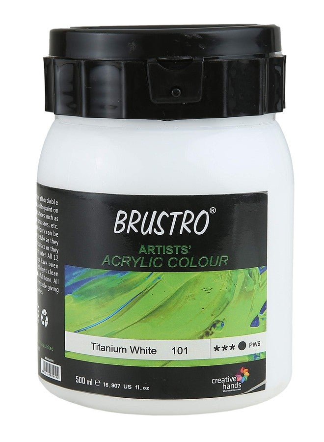 BRUSTRO Artists Acrylic Paint (500ml, Titanium White). | Ideal for Paper, Canvas, Water-based Colours, Non-toxic, Inter-mixable Colors, Crafters, Fine Art Students and Professionals - Image 1