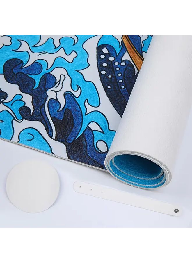 Red Large Thick Water Resistant Non Slip Desk Mat Mouse Pad Coaster Set 35.43 x 15.74 Inch Great Waves - Image 4
