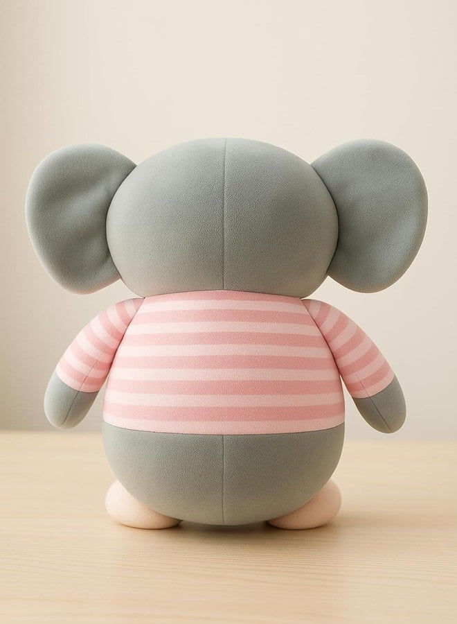 Fun4you Plush Elephant Stuffed Animal Toy with Blue Striped T-Shirt, Soft Toy for Kids, Grey (Pink) - Image 2