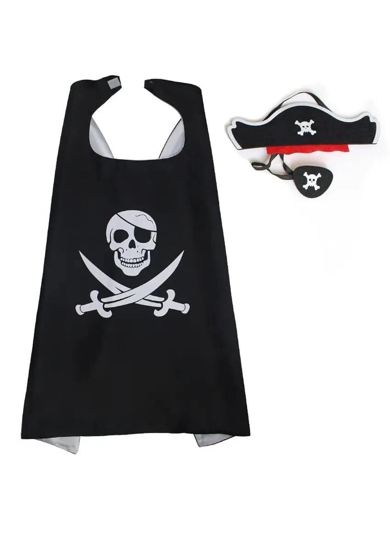 DURKU Pirate Costume Cape and Mask Set, Pirate Cosplay Role Play Set Decoration Accessories Halloween Party Gift for Kids - Image 1