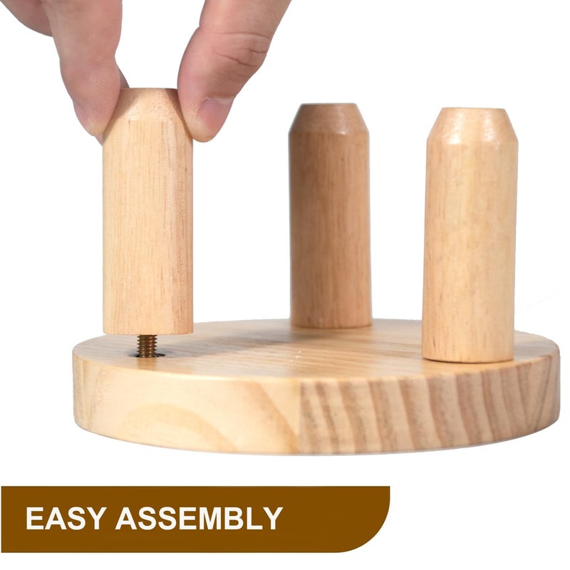 ARTORA Small Wooden Riser, Decorative Round Wood Desktop Plant Stand Mid Century Kitchen Counter Pedestal Stand for Centerpiece Pet Bowl Holder (Natural, 2 Pack) - Image 5