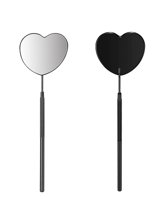 Miuffue Lovely Lash Mirror, Heart Shaped Detachable Stainless Steel Eyelash Mirror, Lash Mirror For Eyelash Extensions, Lash Extension Supplies And Tool For Lash Techs, Black - Image 2