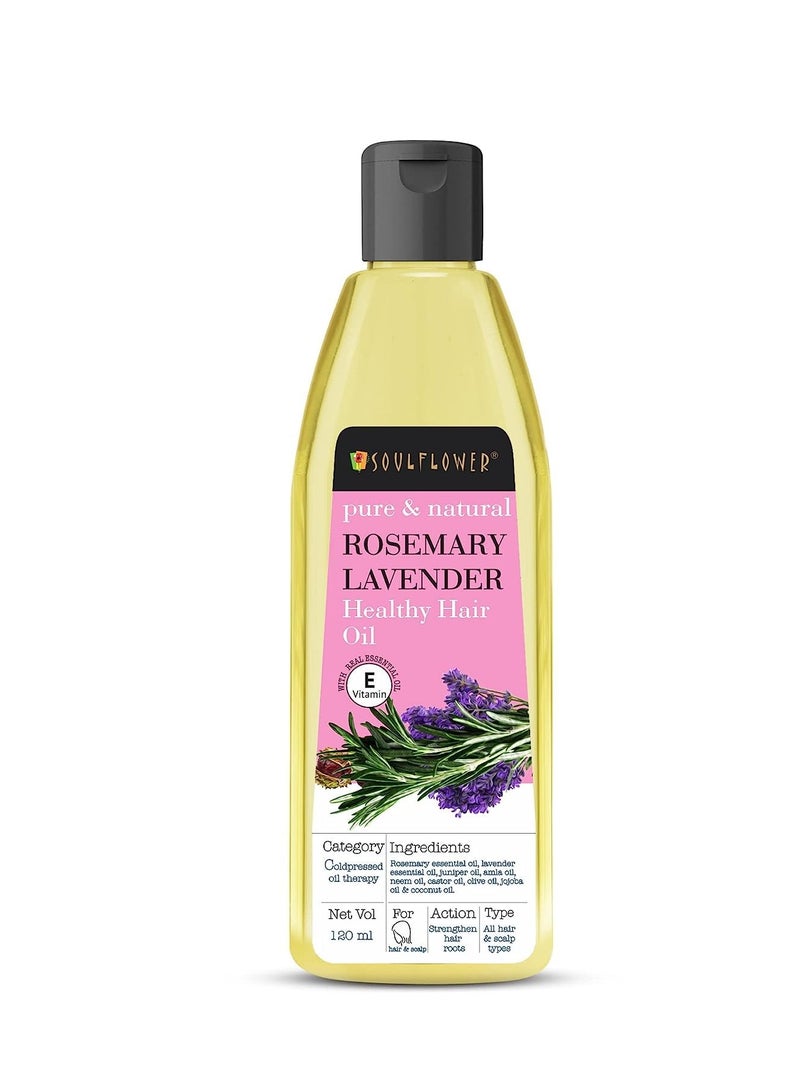 Soulflower Rosemary Lavender Hair Oil For Healthy Hair, Scalp Nourishment, Hair Growth - 100% Pure & Natural Undiluted Cold Pressed Oil, 120Ml - Image 1