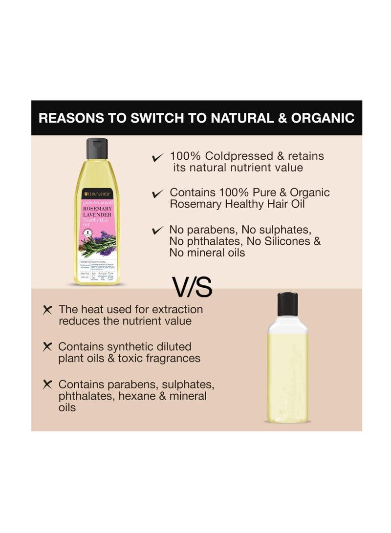 Soulflower Rosemary Lavender Hair Oil For Healthy Hair, Scalp Nourishment, Hair Growth - 100% Pure & Natural Undiluted Cold Pressed Oil, 120Ml - Image 3