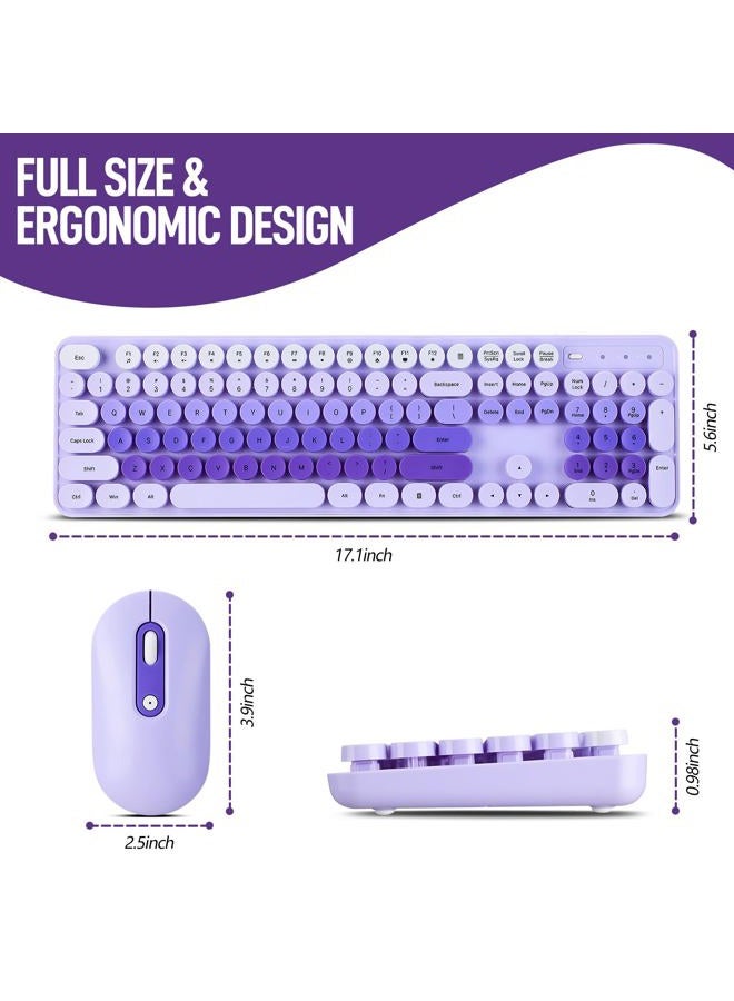Guiheng Wireless Keyboard and Mouse Combo, Full Size Compact Quiet Wireless Keyboard and Mouse Set 2.4G Ultra-Thin Sleek Design for Windows, Desktop, PC, Notebook, Laptop,Round Keys Purple Mixed Punk Color - Image 4