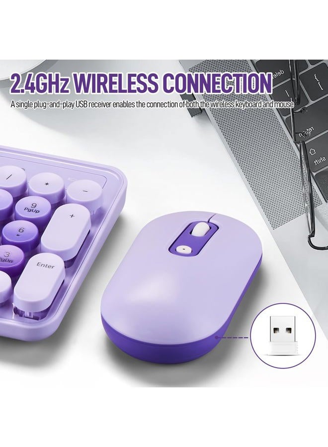 Guiheng Wireless Keyboard and Mouse Combo, Full Size Compact Quiet Wireless Keyboard and Mouse Set 2.4G Ultra-Thin Sleek Design for Windows, Desktop, PC, Notebook, Laptop,Round Keys Purple Mixed Punk Color - Image 5