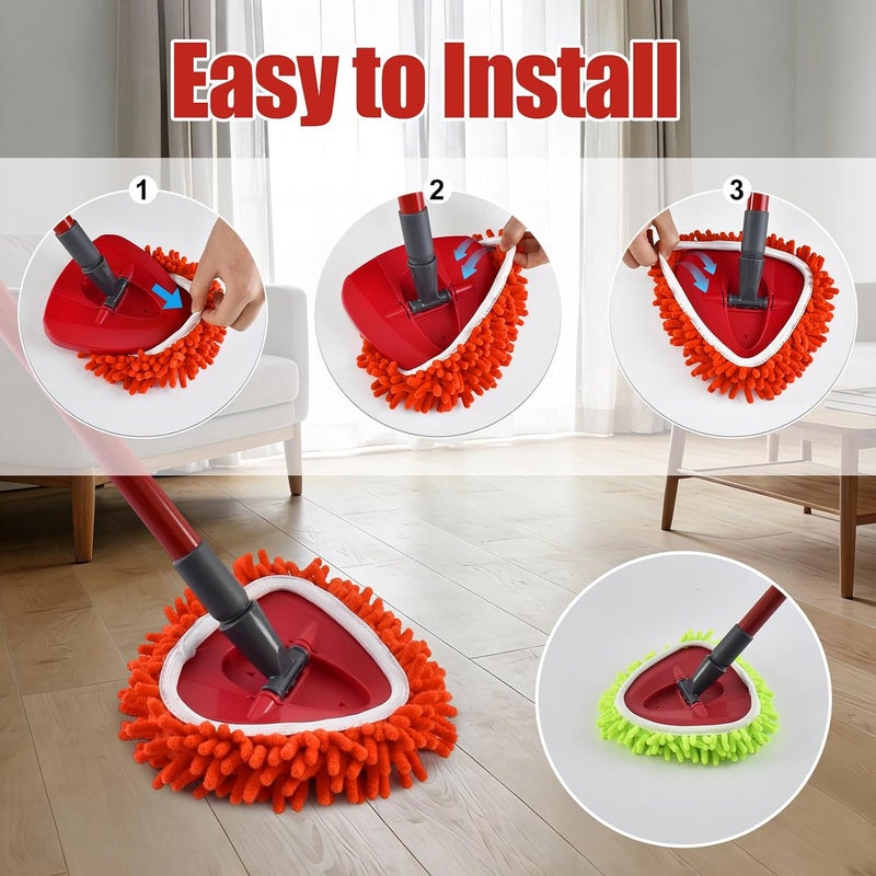 عبوة تحتوي على 6 رؤوس مكنسة من نوع الشينيل لاستبدال رؤوس المكنسات من نوع Ocedar EasyWring Spin Mop وMicrofiber Spin Mop، قابلة للغسيل وسهلة الاستبدال، تُستخدم لتنظيف الأرضيات الصلبة بعمق. - Image 5