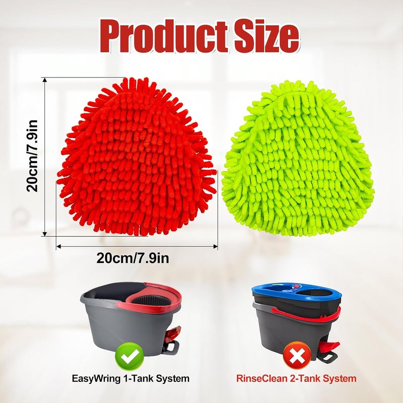 عبوة تحتوي على 6 رؤوس مكنسة من نوع الشينيل لاستبدال رؤوس المكنسات من نوع Ocedar EasyWring Spin Mop وMicrofiber Spin Mop، قابلة للغسيل وسهلة الاستبدال، تُستخدم لتنظيف الأرضيات الصلبة بعمق. - Image 2