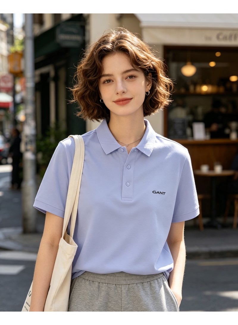 GANT Unisex Short Sleeve Collared Polo Shirt Casual Daily Wear Top Purple - Image 4