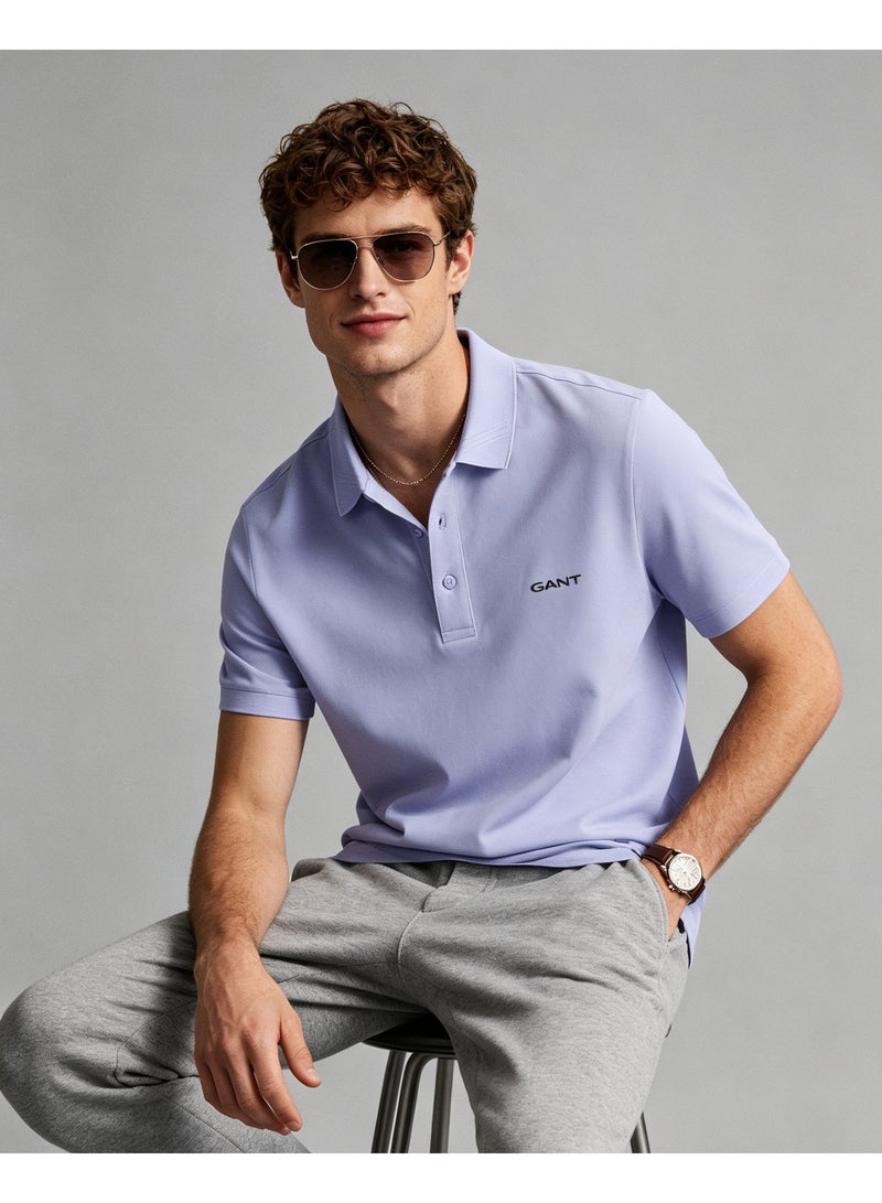 GANT Unisex Short Sleeve Collared Polo Shirt Casual Daily Wear Top Purple - Image 2