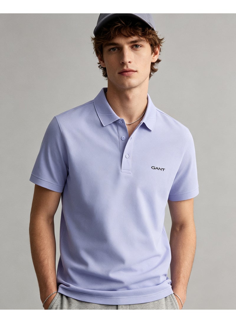GANT Unisex Short Sleeve Collared Polo Shirt Casual Daily Wear Top Purple - Image 1
