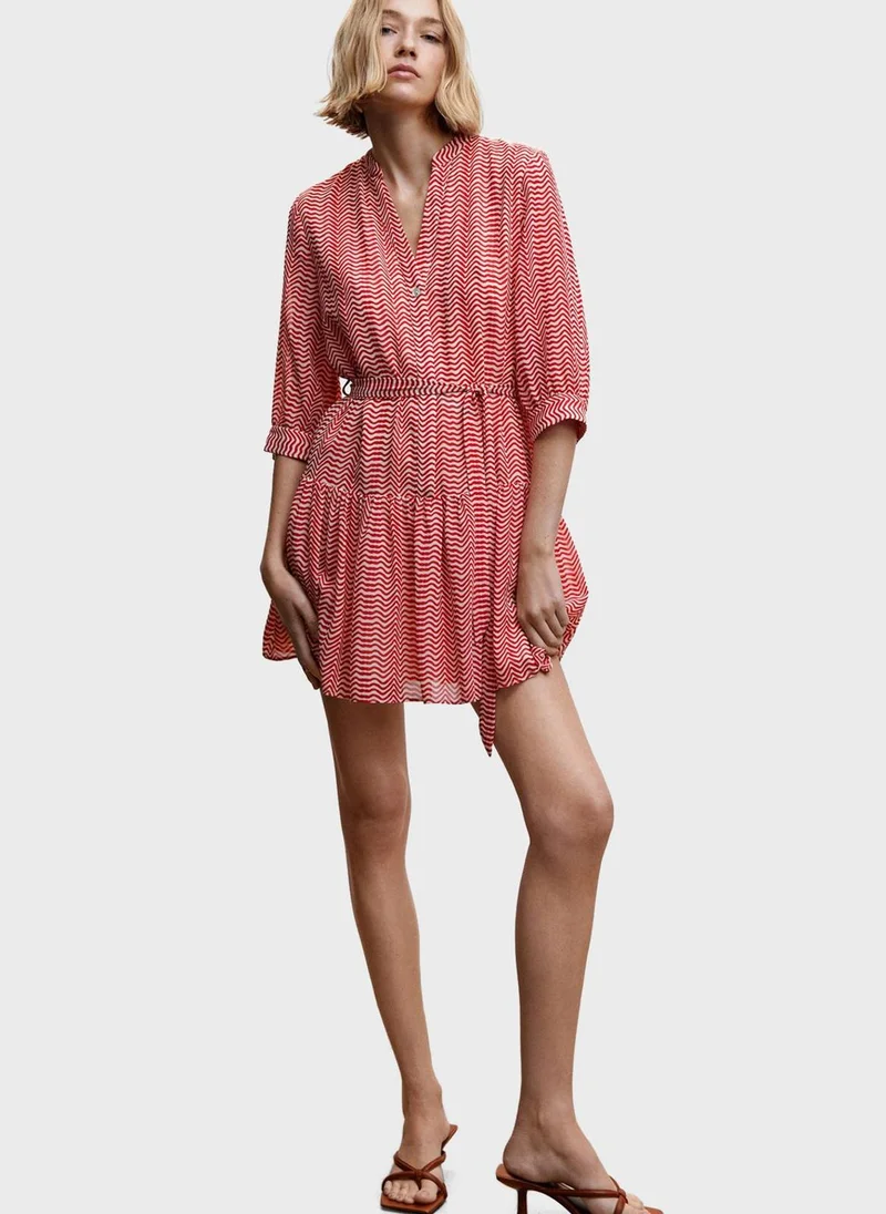 MANGO Wavy Print Dress