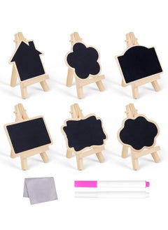 6 Pack Mini Chalkboards Signs with Easel Stand, Chalkboard for Message Board for Table Numbers Multifunctional Chalk Board with Chalk & Cleaning Cloths for Weddings, Birthday Parties