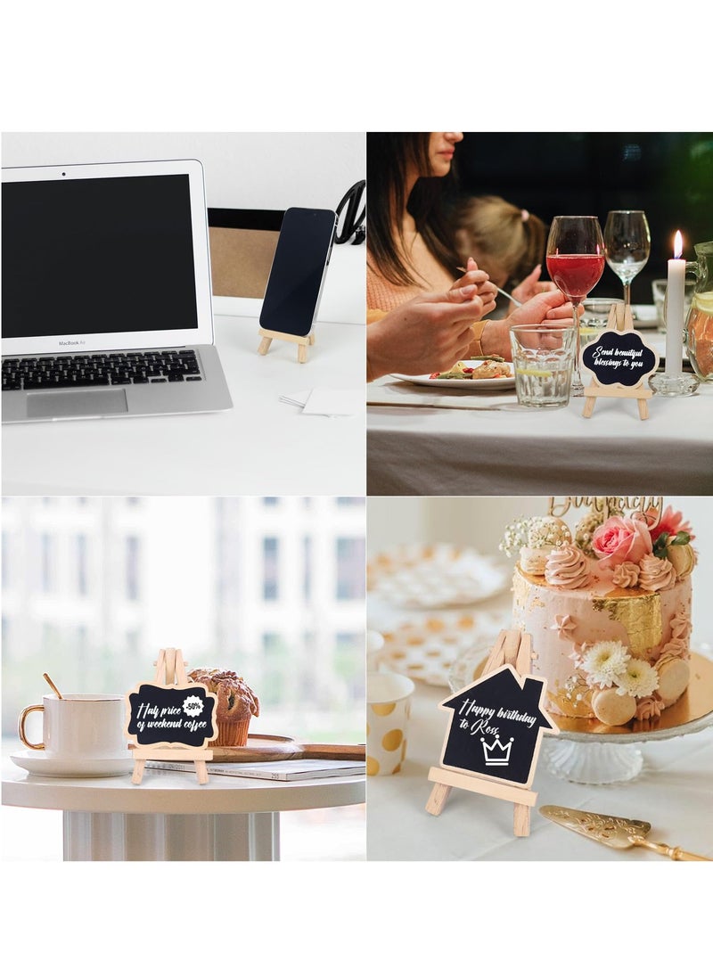 SYOSI - 6 Pack Mini Chalkboards Signs with Easel Stand, Chalkboard for Message Board for Table Numbers Multifunctional Chalk Board with Chalk & Cleaning Cloths for Weddings, Birthday Parties - Image 1