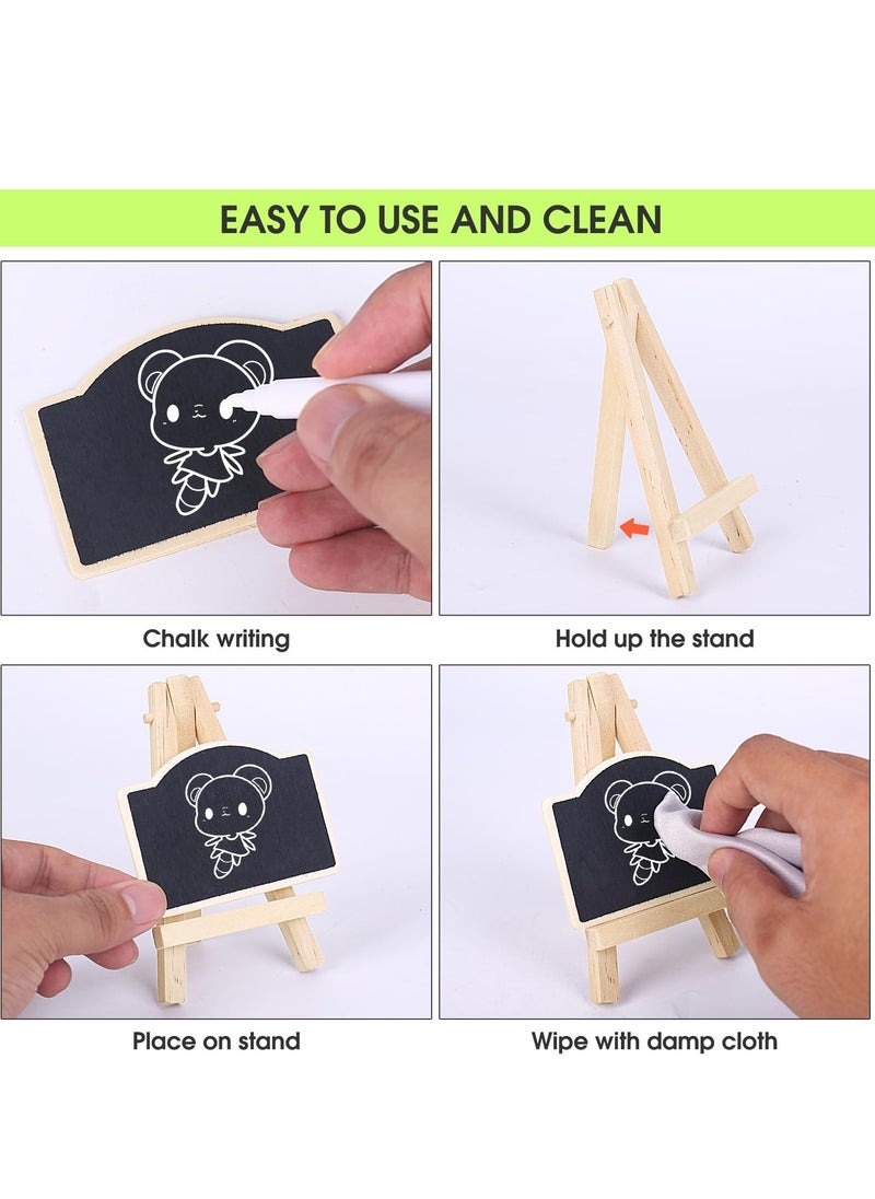 SYOSI - 6 Pack Mini Chalkboards Signs with Easel Stand, Chalkboard for Message Board for Table Numbers Multifunctional Chalk Board with Chalk & Cleaning Cloths for Weddings, Birthday Parties - Image 1