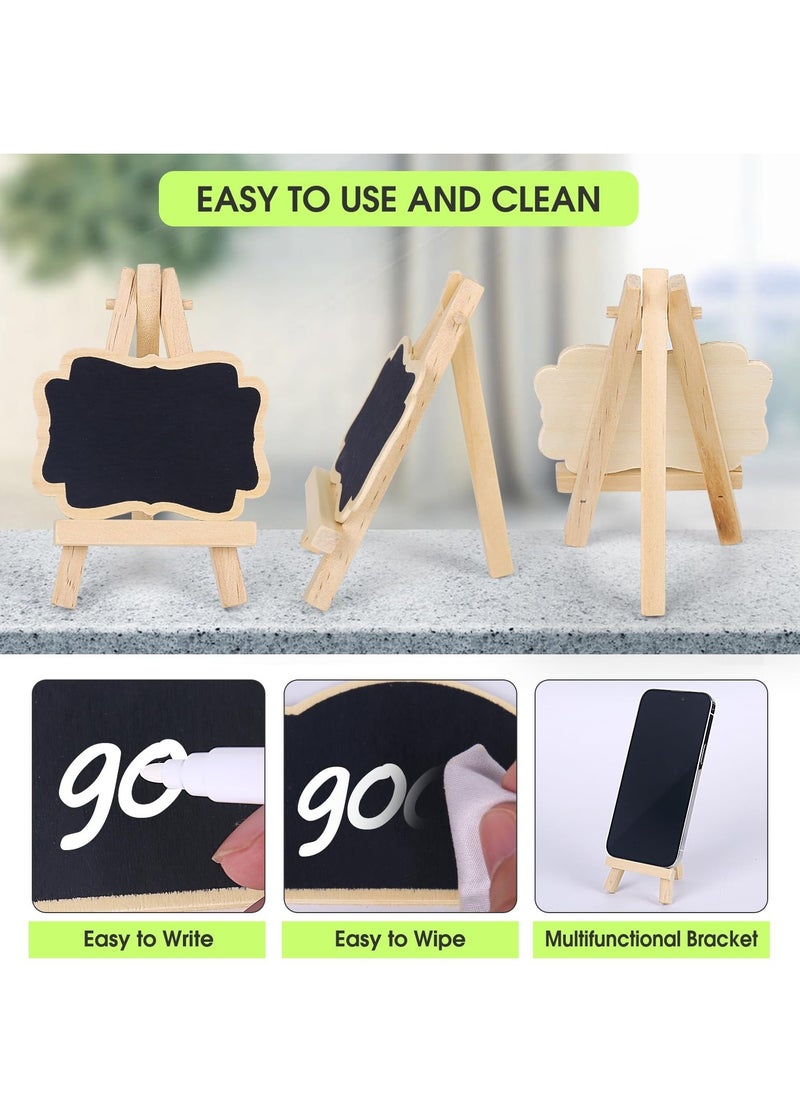 SYOSI - 6 Pack Mini Chalkboards Signs with Easel Stand, Chalkboard for Message Board for Table Numbers Multifunctional Chalk Board with Chalk & Cleaning Cloths for Weddings, Birthday Parties - Image 1