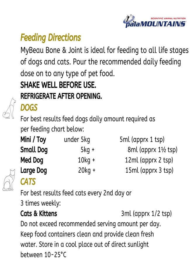Palamountains My Beau Bone & Joint Supplement for Dogs - Joint Health, Mobility, Soft Tissue & Immune Support, Antioxidants for Active & Aging Dogs - 300ml - Image 5
