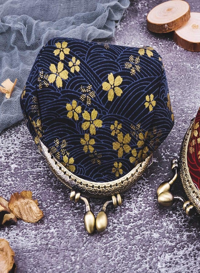 Oyachic Floral Coin Purse Vintage Wallet Canvas Clutch Make Up Bag Retro Handbag Buckle Kiss Lock Change Pouch for Women - Image 2