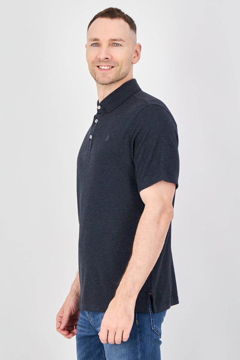 Rainforest Men Regular Fit Embroidered Logo Short Sleeve Polo Shirt, Heather Charcoal - Image 2