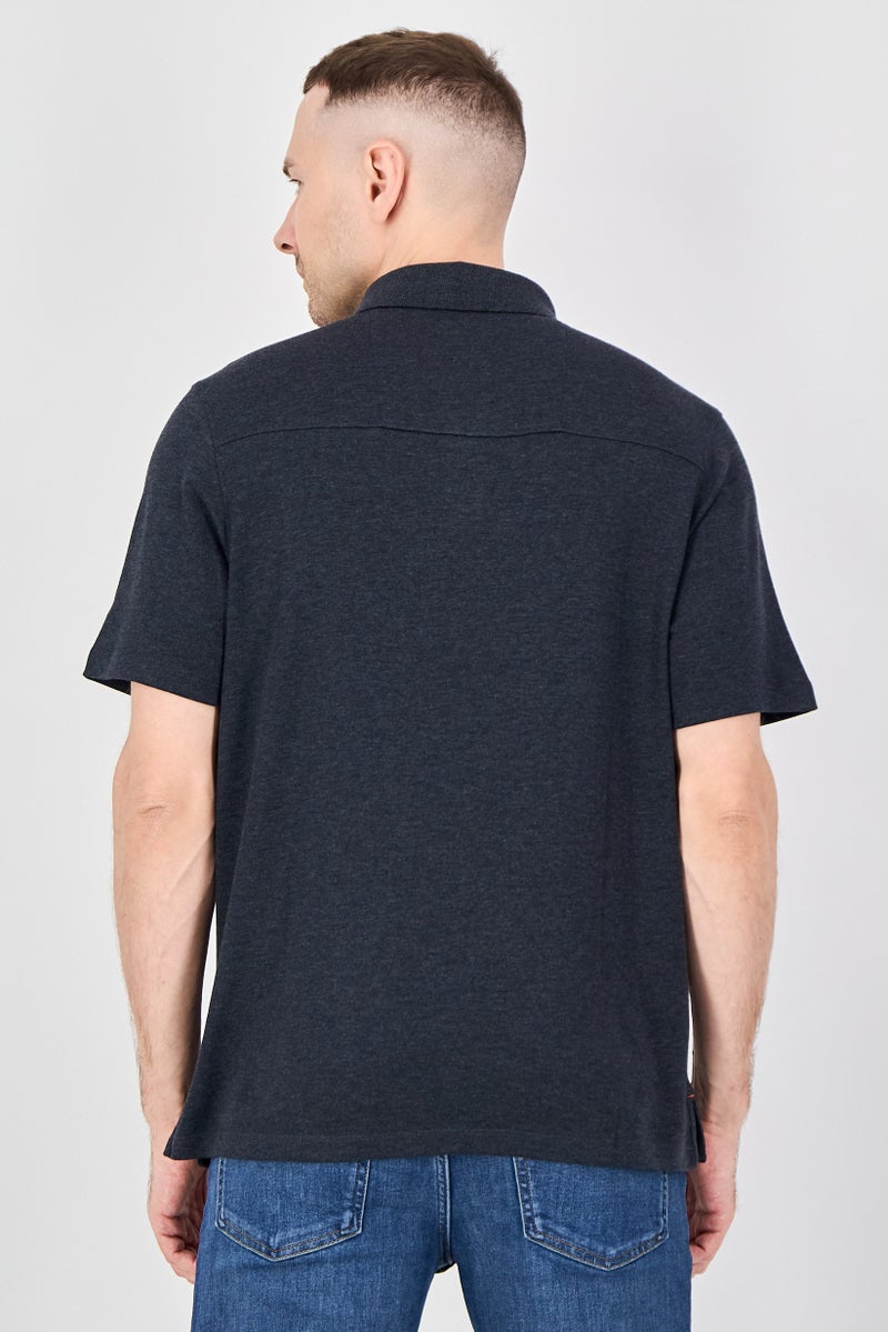 Rainforest Men Regular Fit Embroidered Logo Short Sleeve Polo Shirt, Heather Charcoal - Image 3