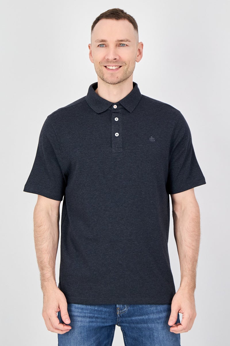 Rainforest Men Regular Fit Embroidered Logo Short Sleeve Polo Shirt, Heather Charcoal - Image 1