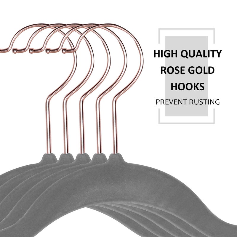 VECELO Premium Velvet Clothes Hangers Suit Heavy Duty (100 Pack)-Non Slip & Space-Saving with 12 Finger Clips & 2 Tie Rack Excellent for Men and Women,Gray - Image 2