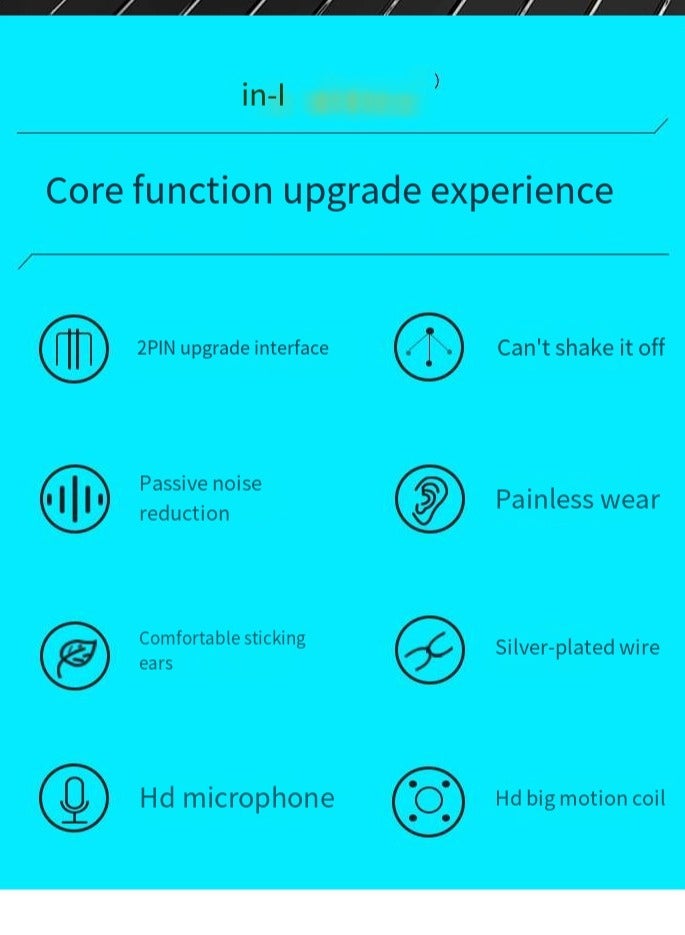 In-ear pluggable wired headphones with replaceable cable, high-fidelity HiFi wired noise-canceling headphones - Image 3