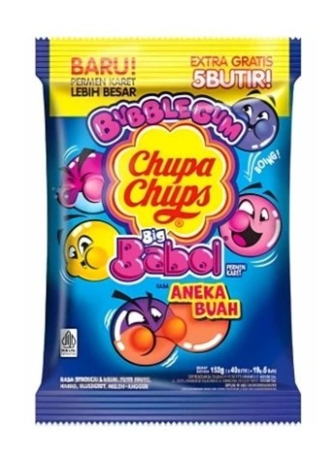 Chupa Chups Big Babol Bubble Gum Fruit Assorted Bag 152g