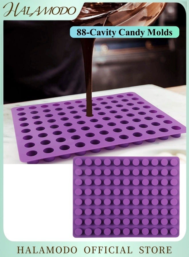 Halamodo قوالب حلوى أسطوانية من السيليكون مكونة من 88 تجويفًا، قوالب حلوى الشوكولاتة، قوالب حلوى صلبة وصمغية وكراميل وشوكولاتة وجاناش ومكعبات ثلج - Image 1