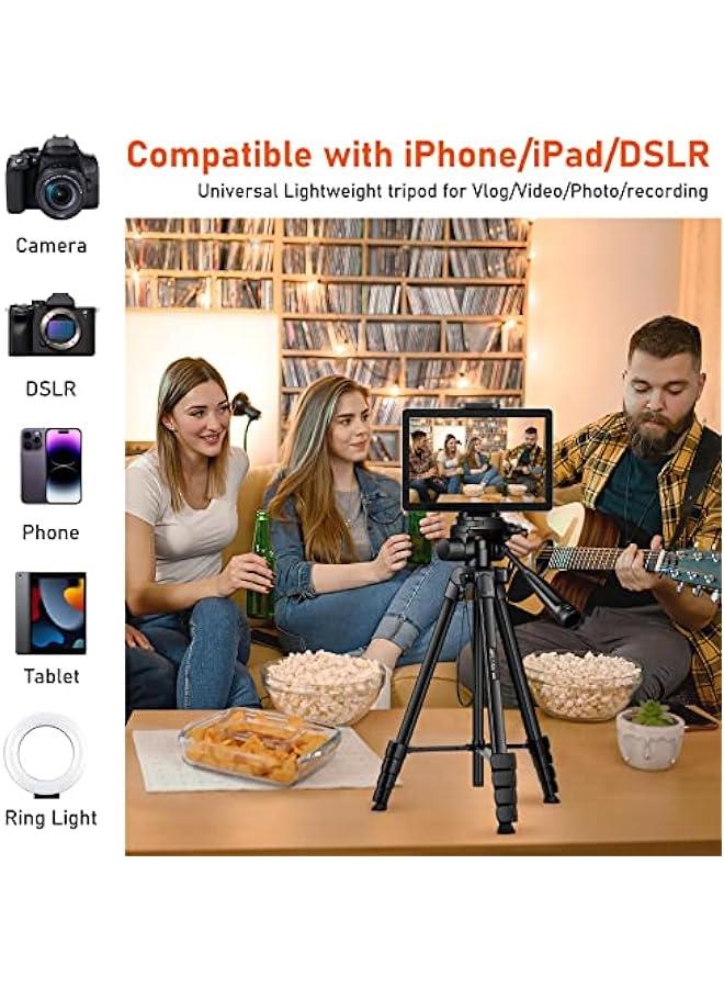 Arabest Tablet Tripod Stand for Phone Cameras, Portable Camera Tripod with Remote Control and Carry Bag for iPad iPhone DSLR Projector, Cell Phone Mount Included, Travel Friendly Tablet Tripod Stand  - Image 3