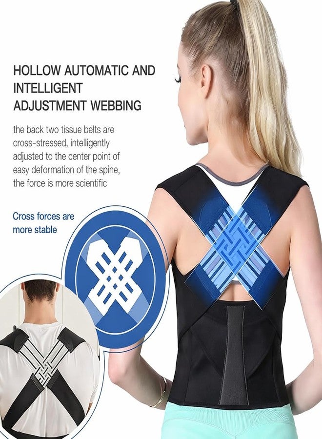 VTFlair Posture Corrector Belt, Adjustable Upper Back and Waist Support Brace, Black, Unisex Adult, One Size, Breathable Cross-Back Design (1) - Image 3