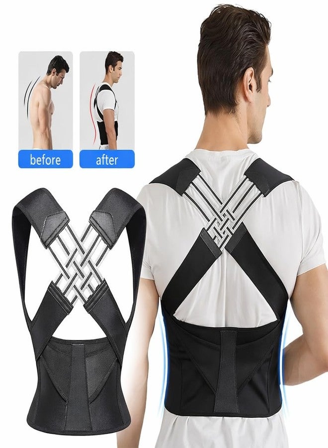VTFlair Posture Corrector Belt, Adjustable Upper Back and Waist Support Brace, Black, Unisex Adult, One Size, Breathable Cross-Back Design (1) - Image 2