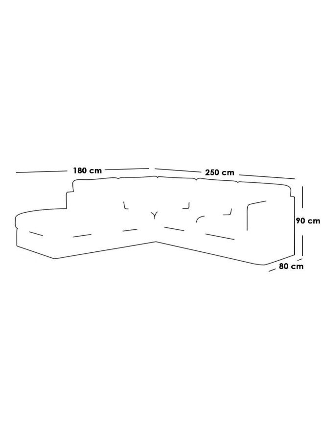Al Home 4 Seater L-shape Sofa 85×180×90×250 Cm - Grey - Image 2