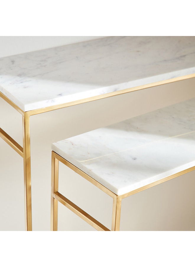 Home Box - Portia 2-Piece Marble Console Table Set 25x80x99 cm - Image 1