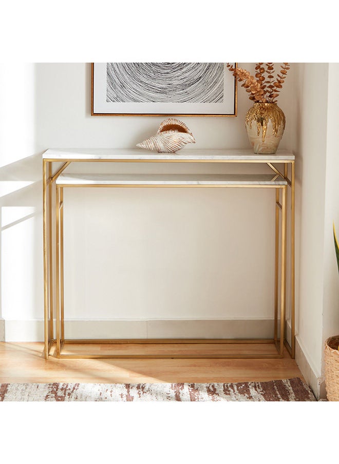 Home Box - Portia 2-Piece Marble Console Table Set 25x80x99 cm - Image 1