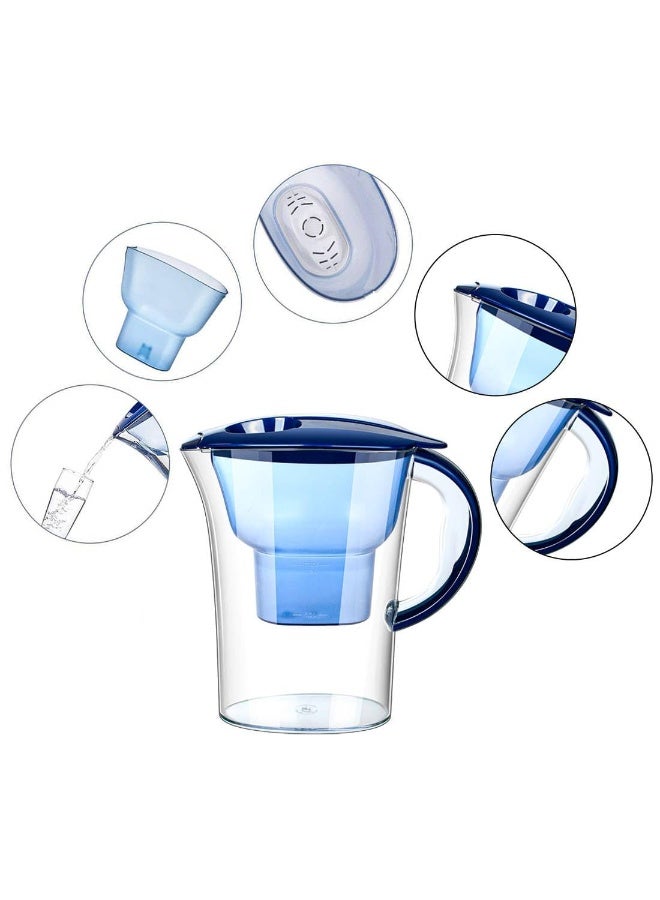 بيت الأناقة إبريق فلتر مياه أرا هوم (2.5 لتر) مع خرطوشة فلتر مياه قياسية واحدة لتقليل الجسيمات العالقة والمعادن الثقيلة والبكتيريا والفلورايد والبلاستيك الدقيق والكلور والترسبات الكلسية والشوائب (أزرق) - Image 2