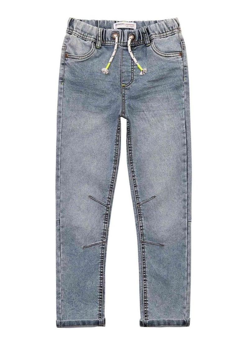 MINOTI Teen Boys Denim Jeans with Drawstring Waist and Back Pockets - Image 2