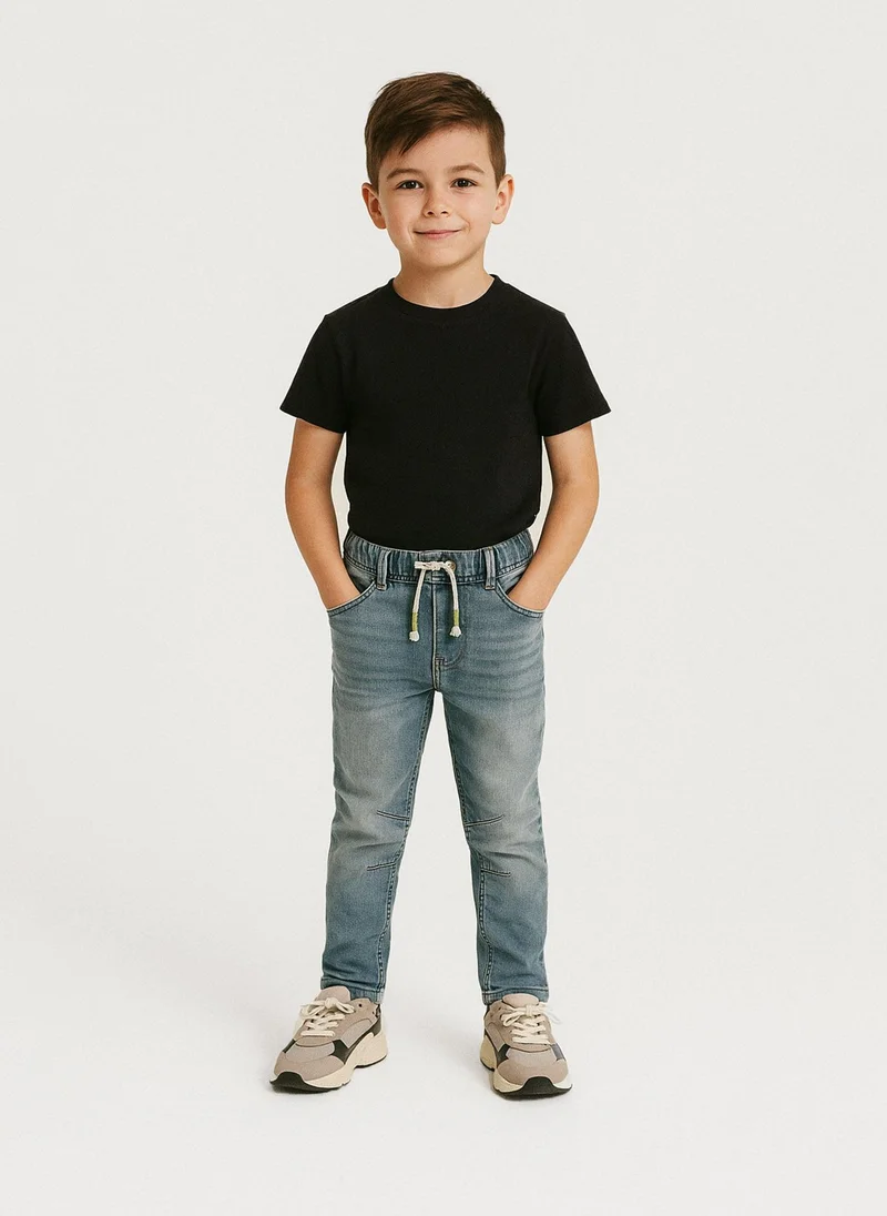 MINOTI Teen Boys Denim Jeans with Drawstring Waist and Back Pockets