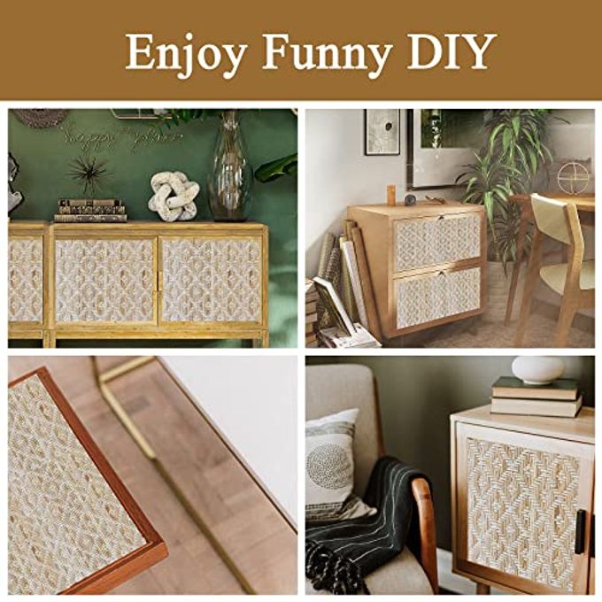 NAMAII 16.5 X3.3Ft Natural Rattan Cane Webbing, Woven Mesh Cane Net Roll For Diy Caning Furniture Decor Projects: Chair, Cabinet, Ceiling And Door (+) - Image 3