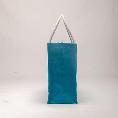 Soman Jute Ecofriendly Return Gift Bags with Zip Green Blue Combo Pack of 10 Bags - Image 5